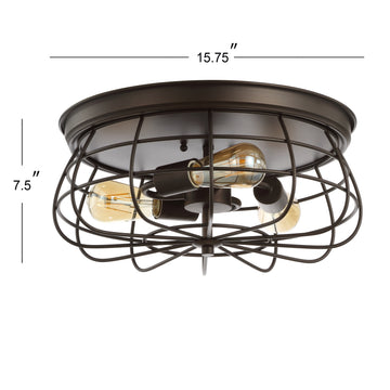Calvia 15.7" Farmhouse Metal Cage Flush Mount - JONATHAN Y